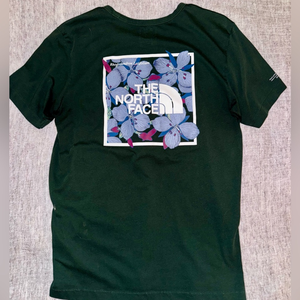 The North Face Green Tee with Floral Logo